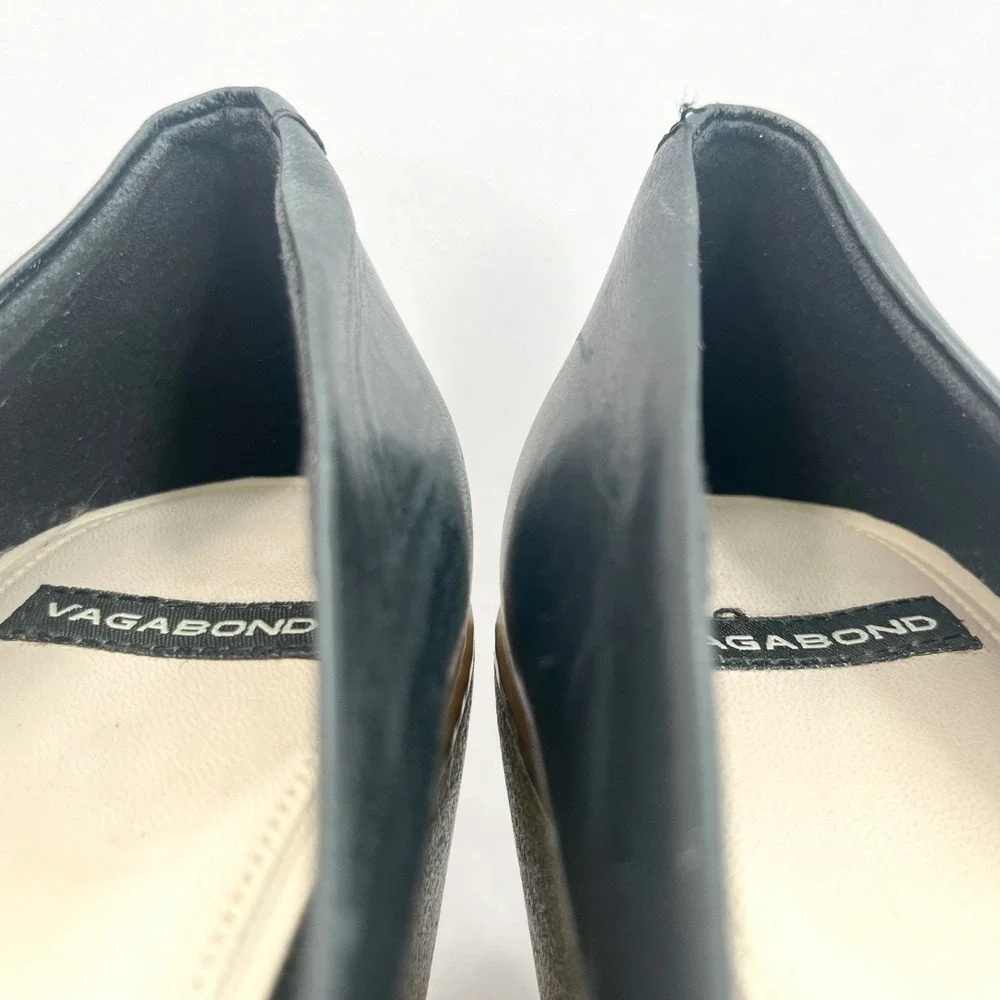 Vagabond Womens 39 9 Florence Pumps Wedge Shoes Black Leather Slip On High Heels